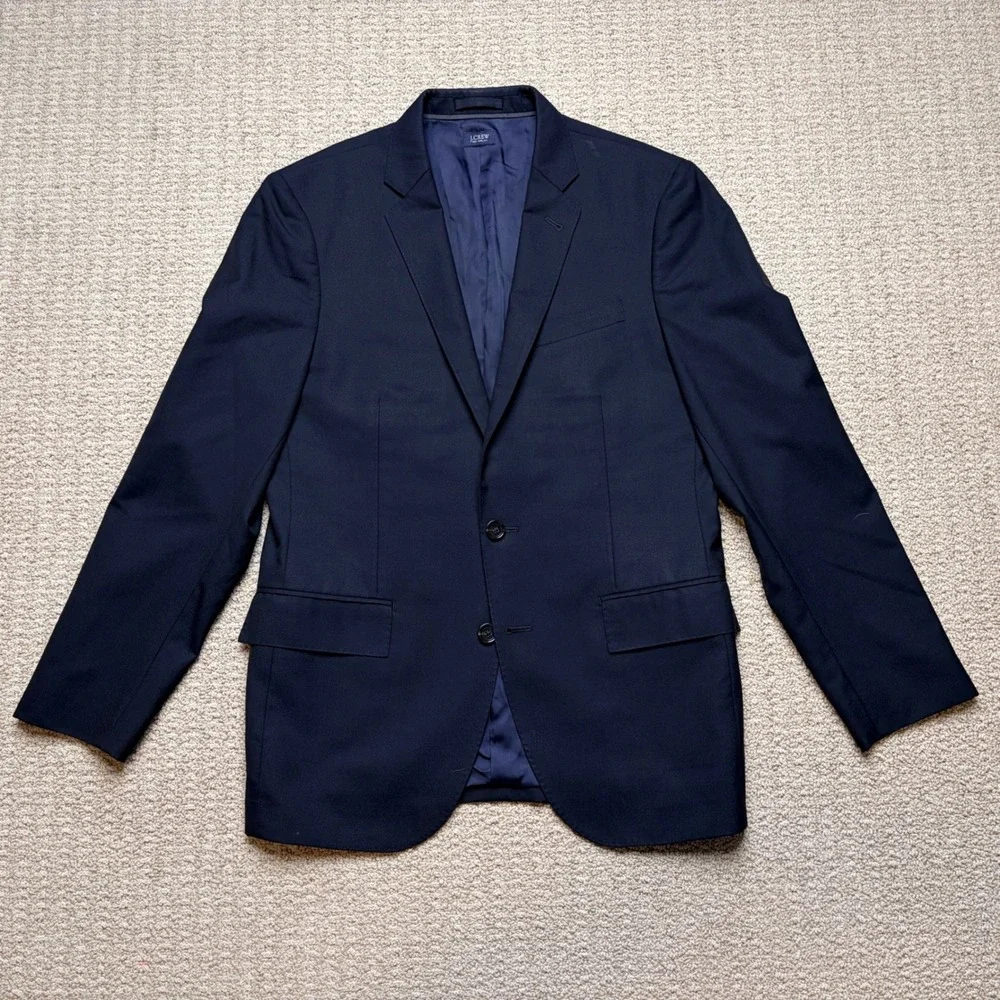 J.Crew Ludlow Jacket 38R Black Navy Italian Loro Piana Super 120s Wool Blazer